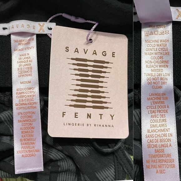 Savage x Fenty Black Print Forever Savage Bralette Medium New - Picture 4 of 5